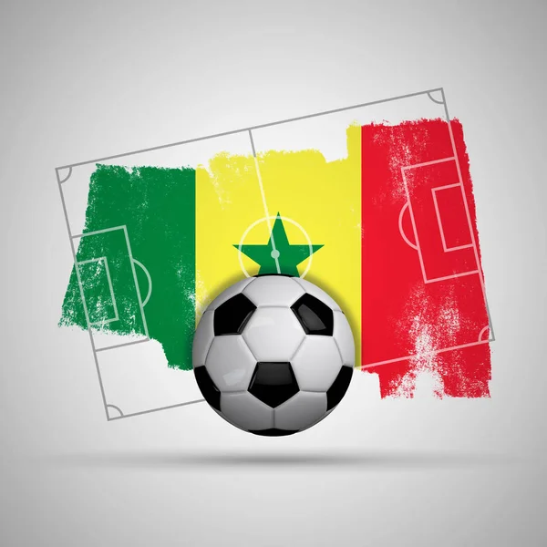 Senegal flag soccer background with grunge flag, football pitch