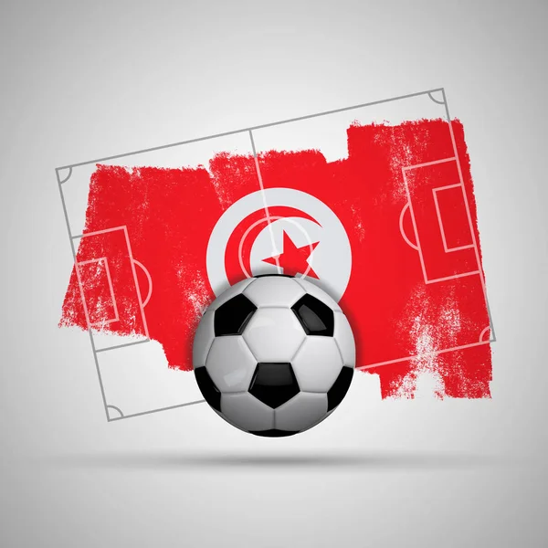 Tunesien-Flagge Fußball Hintergrund mit Grunge-Flagge, Fußballplatz — Stockfoto