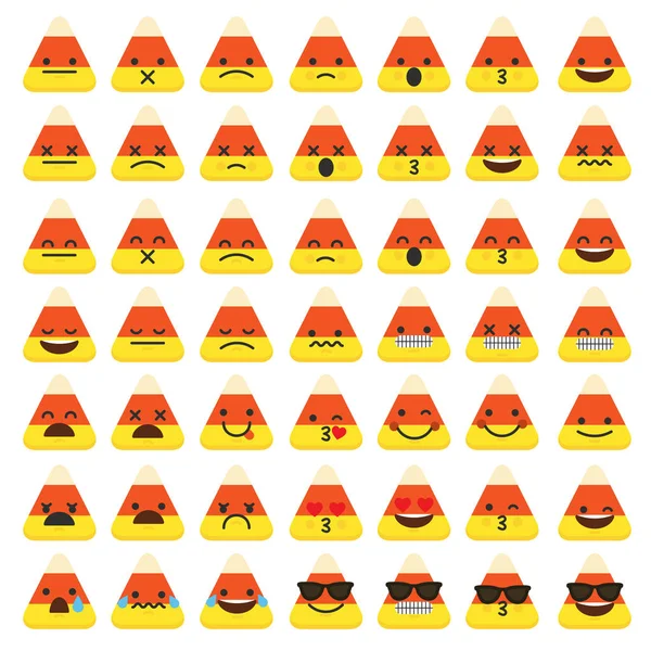 Set van Emoji Candy Corn Halloween emoticon karakter gezichten. — Stockfoto