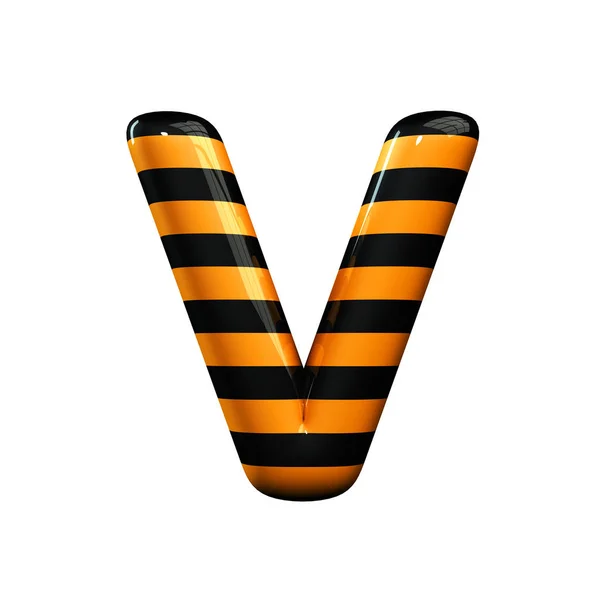 Orange and black striped hallowen letter V — Stock Photo, Image