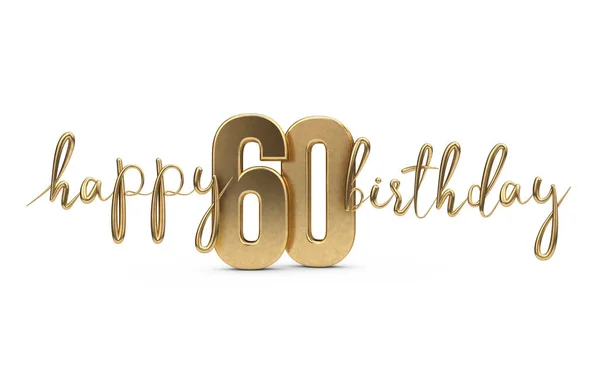 Feliz aniversário de 60 anos fundo de saudação de ouro. Renderização 3D — Fotografia de Stock