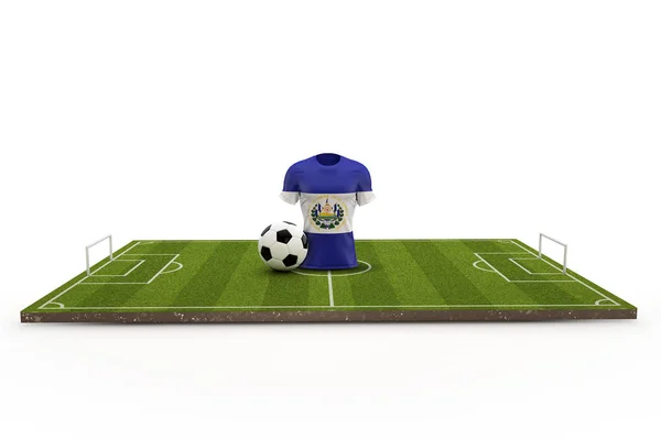 축구 경기장에 엘살바도르 축구 셔츠 국기. 3D R — 스톡 사진