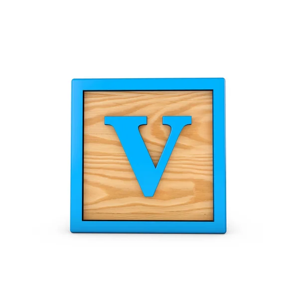 Письмо V wodden childrens toy alphabet block. 3D рендеринг — стоковое фото