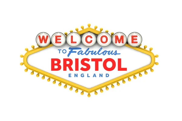 Bienvenido a Bristol sign in classic las vegas style design. 3D R —  Fotos de Stock