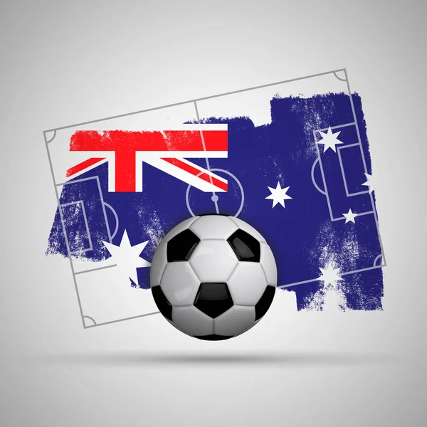 Australia flag soccer background with grunge flag, football pitc — Stock Photo, Image