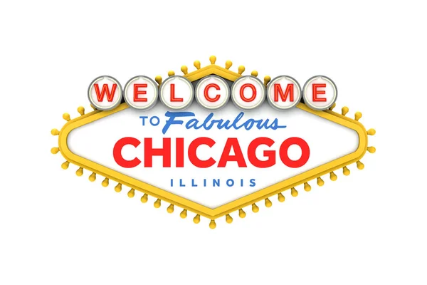 Welkom bij Chicago, Illinois Sign in Classic Las Vegas style des — Stockfoto