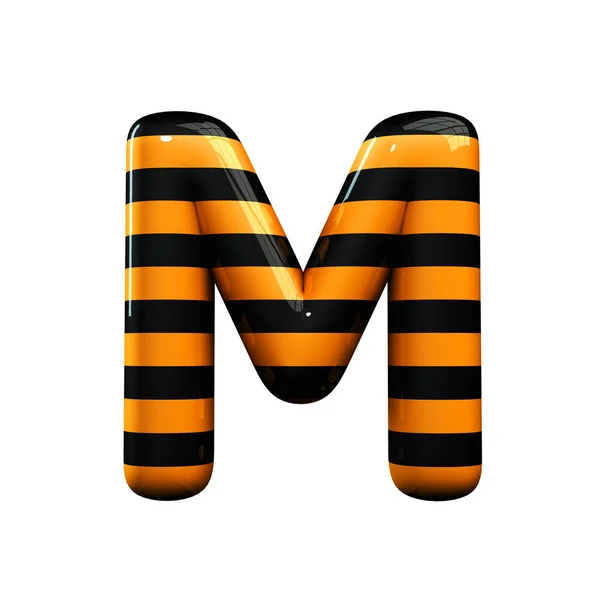 Oranje en zwart gestreepte hallowen letter M — Stockfoto