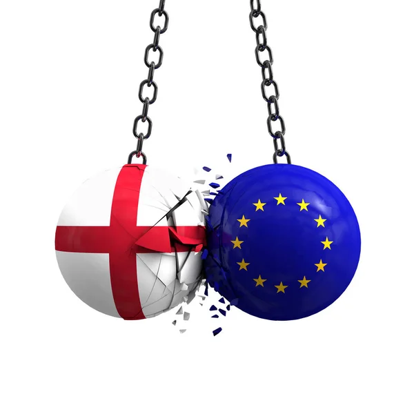 Англія прапор і Європейський Союз політичних куль розбити на кожен — стокове фото