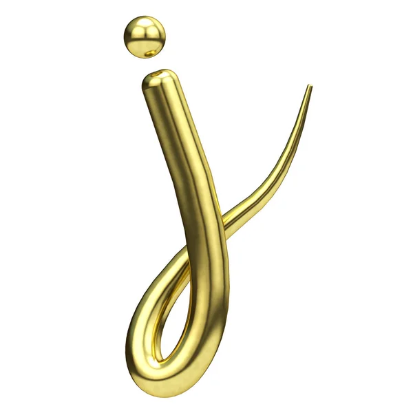 Letter J goud handgeschreven script lettertype. 3D-rendering — Stockfoto