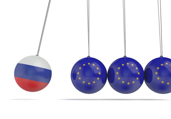 Rusko a Evropský koncept politického vztahu. 3D Ren — Stock fotografie