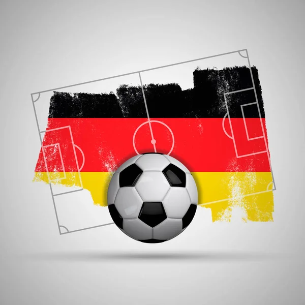 Deutschland Flagge Fußball Hintergrund mit Grunge Flagge, Fußballplatz — Stockfoto