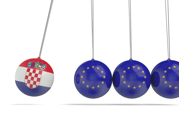 Chorvatsko a Evropský koncept politického vztahu. 3D re — Stock fotografie
