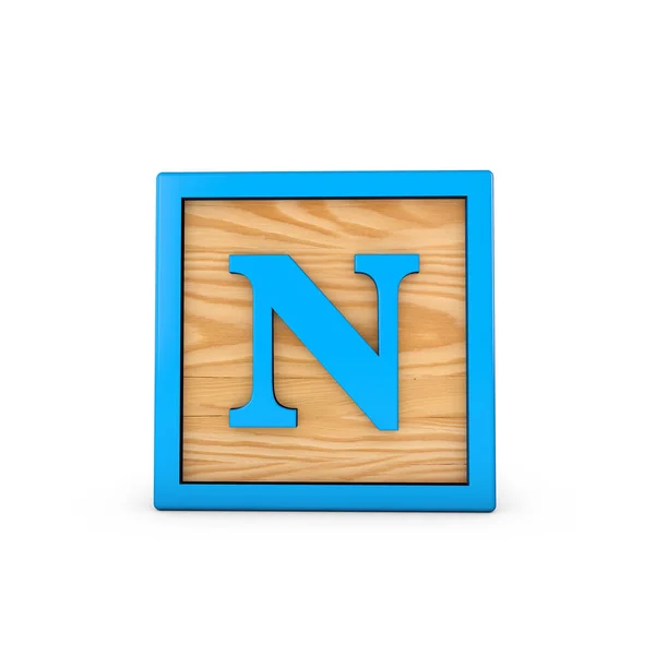 Letter N wodden Childrens Toy alfabet blok. 3D-rendering — Stockfoto