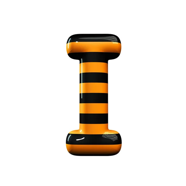 Orange and black striped hallowen letter I — Stock Photo, Image