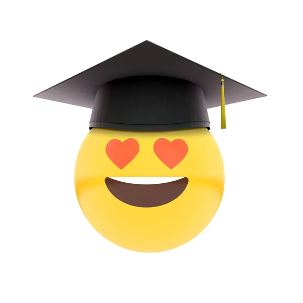 Emoji laurea indossando un cappello tradizionale laurea. Istruzione — Foto Stock