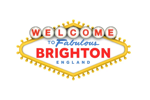 Bienvenido al cartel de Brighton en diseño de estilo clásico de las vegas. 3D —  Fotos de Stock