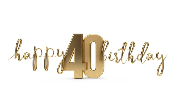 Ευτυχισμένο 40 ο χρυσό χαιρετισμό γενέθλια. Απόδοση 3D — Φωτογραφία Αρχείου