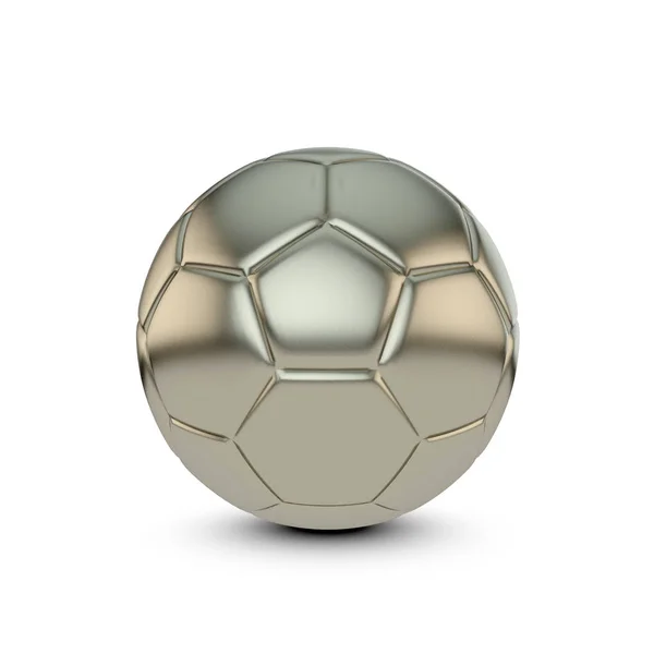 Zilveren voetbal. 3D-rendering — Stockfoto