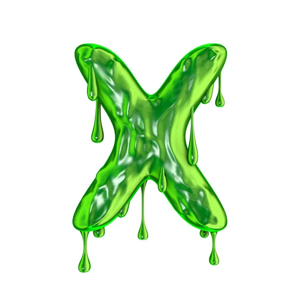 Grön droppande slem Halloween versal X — Stockfoto