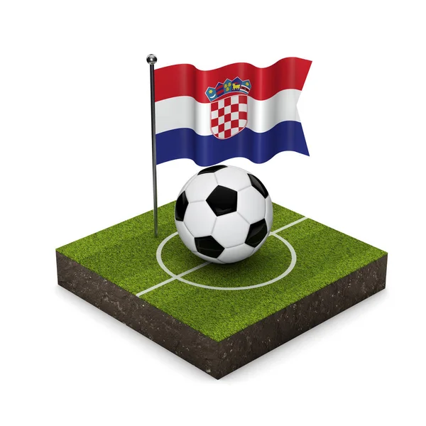 크로아티아 플래그 축구 개념입니다. 국기, 공, 축구 경기장 이소미 — 스톡 사진