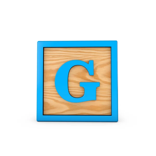 Letter G woodden barnens leksak alfabetet block. 3D-rendering — Stockfoto