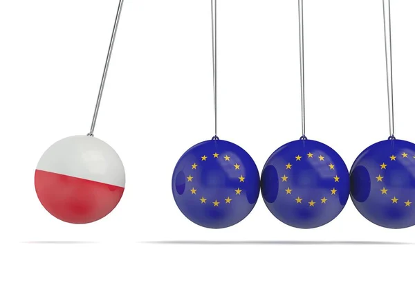 Polsko a Evropský koncept politického vztahu vlajky. 3D Ren — Stock fotografie