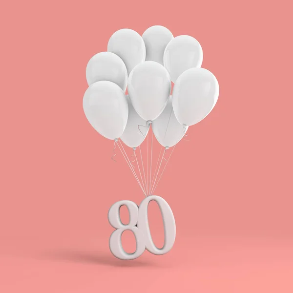 Celebração da festa número 80. Número anexado a um monte de branco — Fotografia de Stock