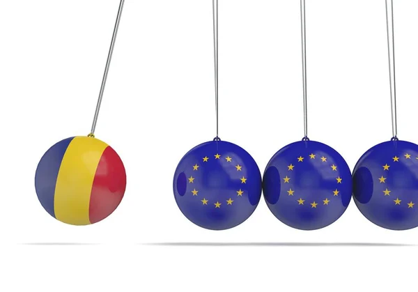 Rumunsko a Evropský koncept politického vztahu. 3D re — Stock fotografie