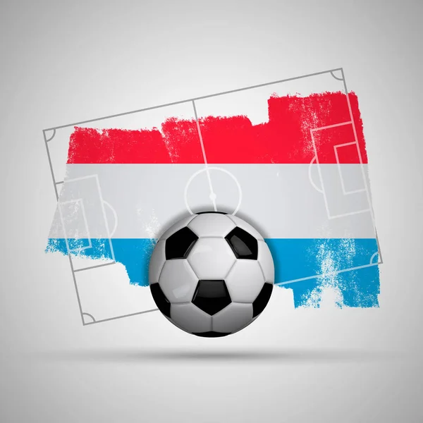 Luxembourg flag soccer background with grunge flag, football pit