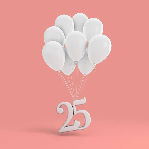 번호 25 파티 축하. 흰색 무리에 부착된 숫자 — 스톡 사진