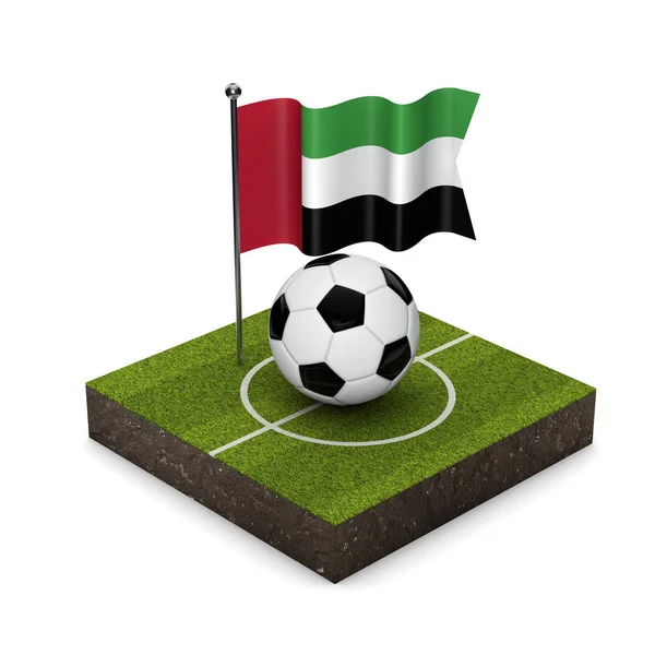 United Arab Emirates flag football concept (em inglês). Bandeira, bola e socce — Fotografia de Stock