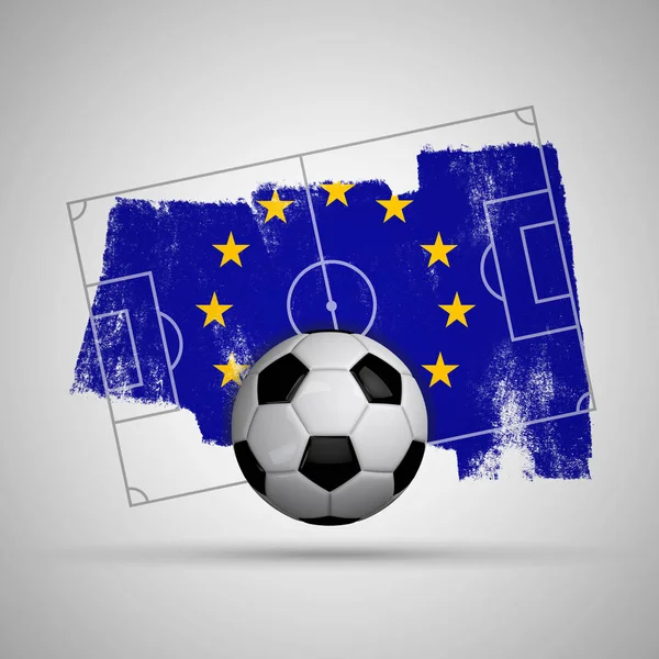 Bandera de la Unión Europea fondo de fútbol con bandera grunge, fútbol —  Fotos de Stock