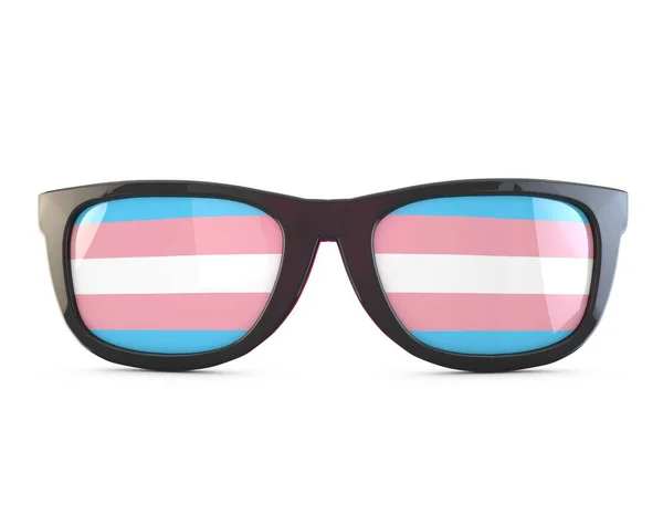 Gafas de sol bandera transgénero. Renderizado 3D — Foto de Stock