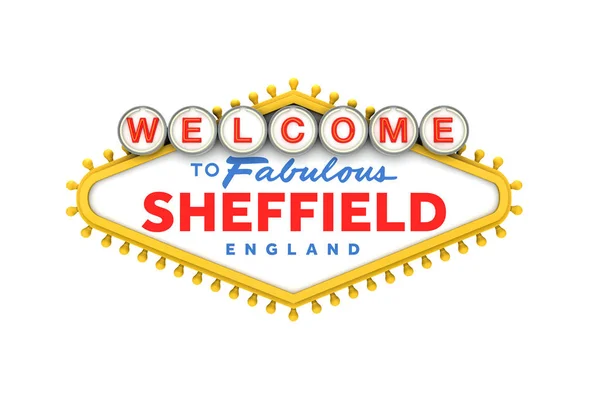 Bienvenido al cartel de Sheffield en diseño de estilo clásico de las vegas. 3D —  Fotos de Stock