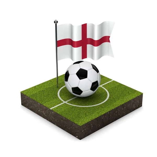 Engeland vlag voetbal concept. Vlag, bal en voetbal pitch Isome — Stockfoto