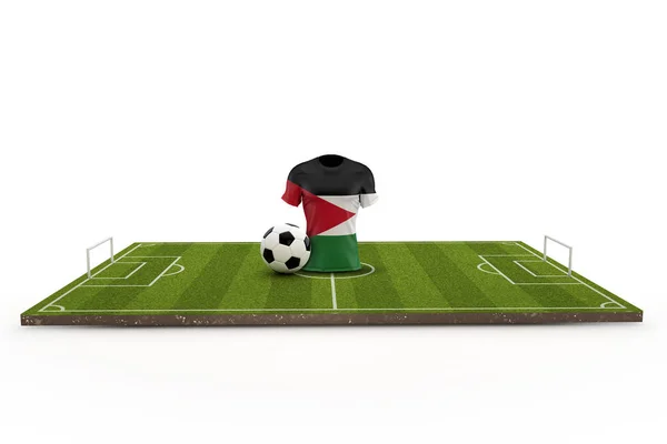 축구 경기장에 요르단 축구 셔츠 국기. 3D 렌더링 — 스톡 사진