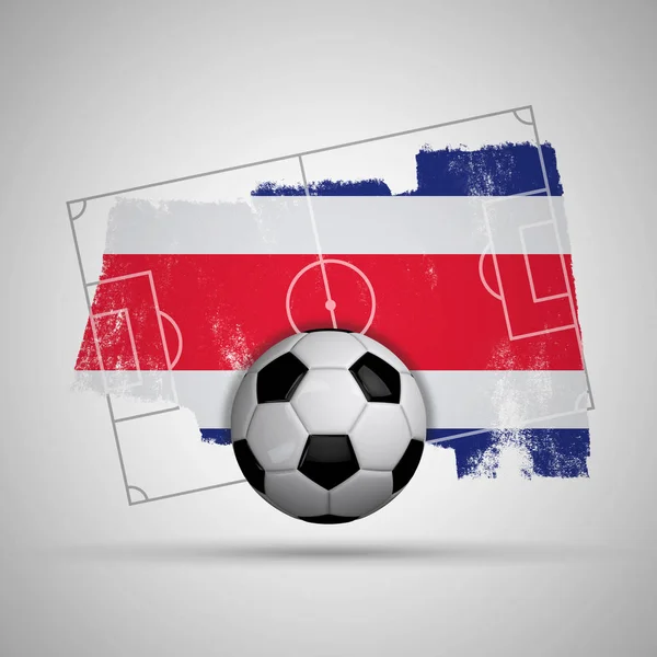 Costa Rica bandeira futebol fundo com bandeira grunge, poço de futebol — Fotografia de Stock