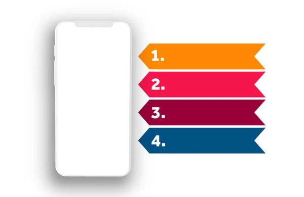 Moderner Smartphone-Hintergrund mit weißem Bildschirm. 3D-Renderi — Stockfoto