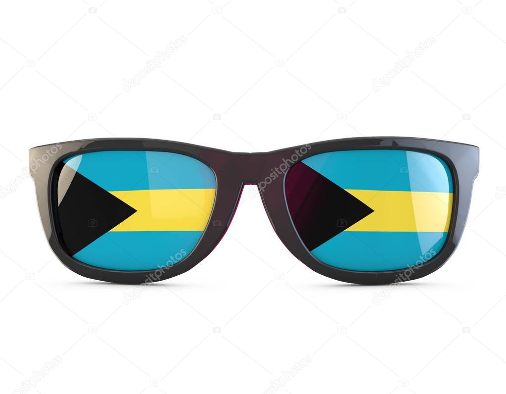 Bahamas flag sunglasses. 3D Rendering
