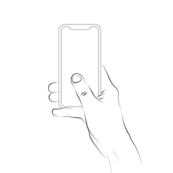 Ręce Trzymające Smartfona Czystym Ekranem Nowoczesną Ramą Mniej Design — Wektor stockowy
