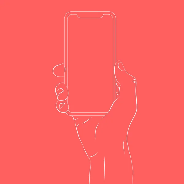 Hände Die Ein Smartphone Mit Leerem Bildschirm Und Modernem Rahmenlosen — Stockvektor