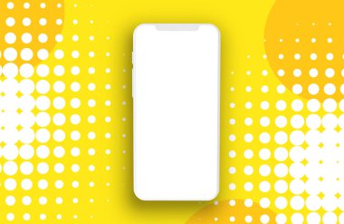 Boş beyaz ekranlı modern akıllı telefon arka planı. 3d Renderi