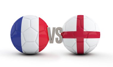 İngiltere- Fransa futbol maçı. 3d Rendering