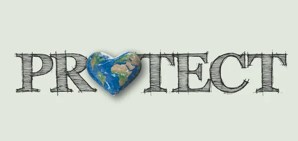 Protect world heart message, 3D Rendering — Stock Photo, Image