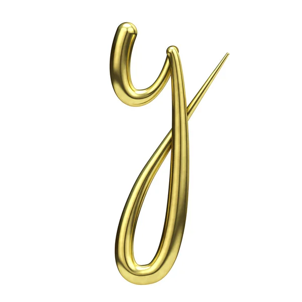 Letter Y goud handgeschreven script lettertype. 3D-rendering — Stockfoto
