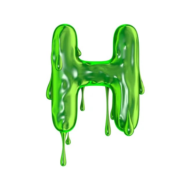 Vert goutte à goutte slime Halloween lettre majuscule H — Photo