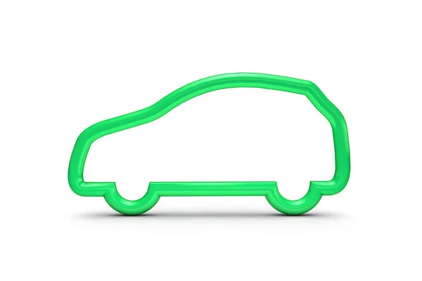 Esquema del coche verde. Concepto de transporte ecológico. 3D Renderi —  Fotos de Stock