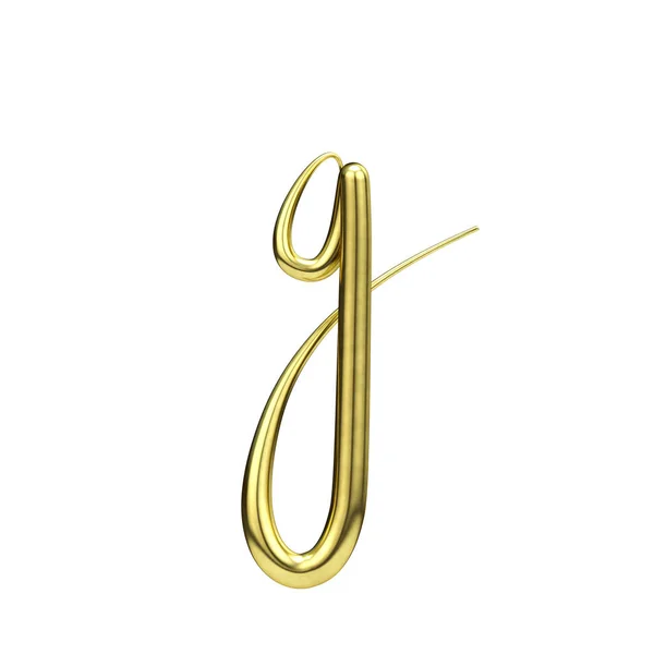 Carta G gold handwritten script fonte. Renderização 3D — Fotografia de Stock