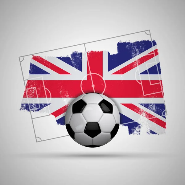 United Kingdom flag soccer background with grunge flag, football — Stock Photo, Image