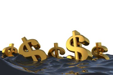 Denizdeki para birimi sembolü. Borç içinde boğulmak finansal çömezlik